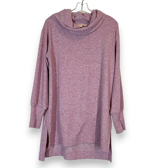 Anthropologie Tunic Sweater Top Cowl Neck Pink Small - Picture 1 of 11